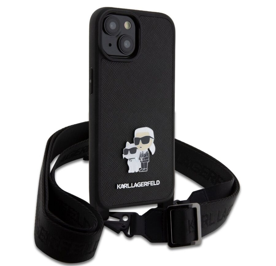 Kryt  iPhone 15 iPhone 14 iPhone 13 Karl Lagerfeld   Crossbody Metal Karl and Choupette - Image 2