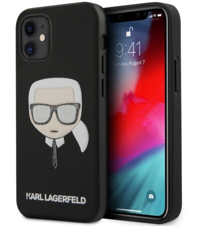 Kryt apple iphone 12 mini karl lagerfeld glitter head čierny