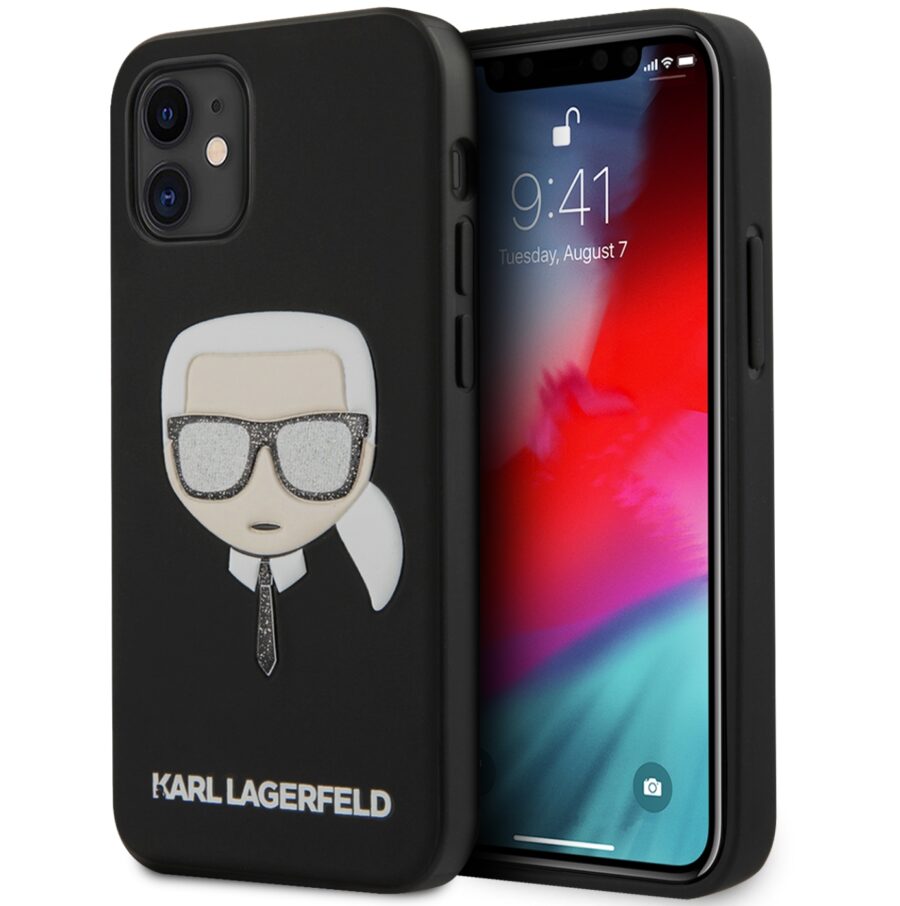 Kryt Apple iPhone 12 mini   Karl Lagerfeld Glitter Head čierny