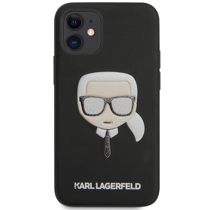 Kryt Apple iPhone 12 mini   Karl Lagerfeld Glitter Head čierny - Image 2