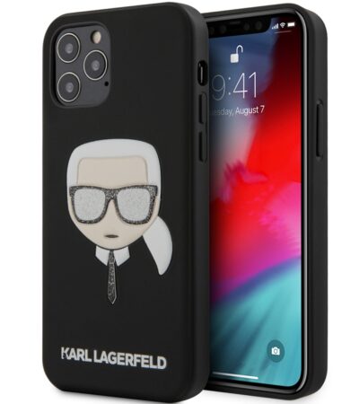 Kryt apple iphone 12 pro max karl lagerfeld glitter head čierny