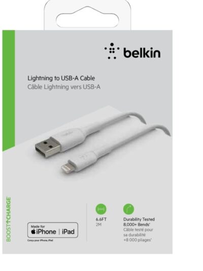Dátový kábel  Lightning USB iPhone Belkin  biely Apple MFI certifikát, 200cm
