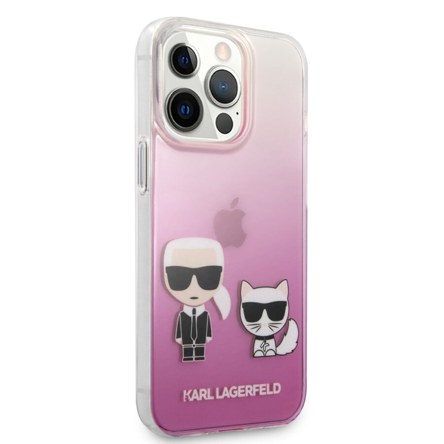 Kryt Apple iPhone 13 Pro   Karl Lagerfeld Ikonik Karl and Choupette ružový - Image 2