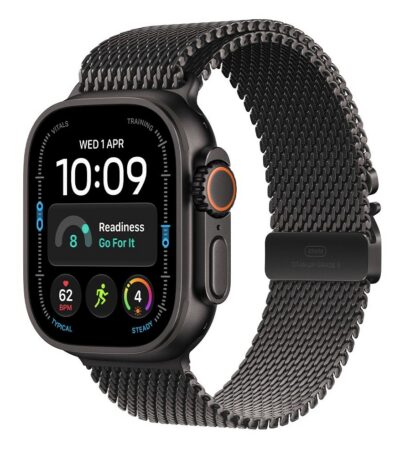 Watchultra4black titanium case with black titanium milanese loop